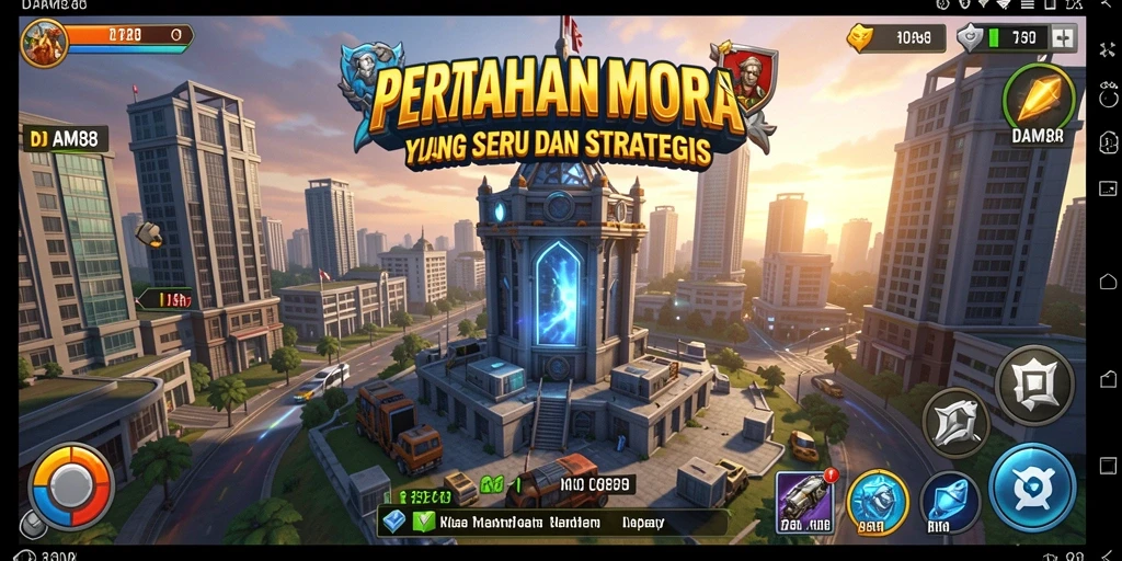 Screenshot gameplay DAM88 yang menampilkan pertahanan menara yang strategis.