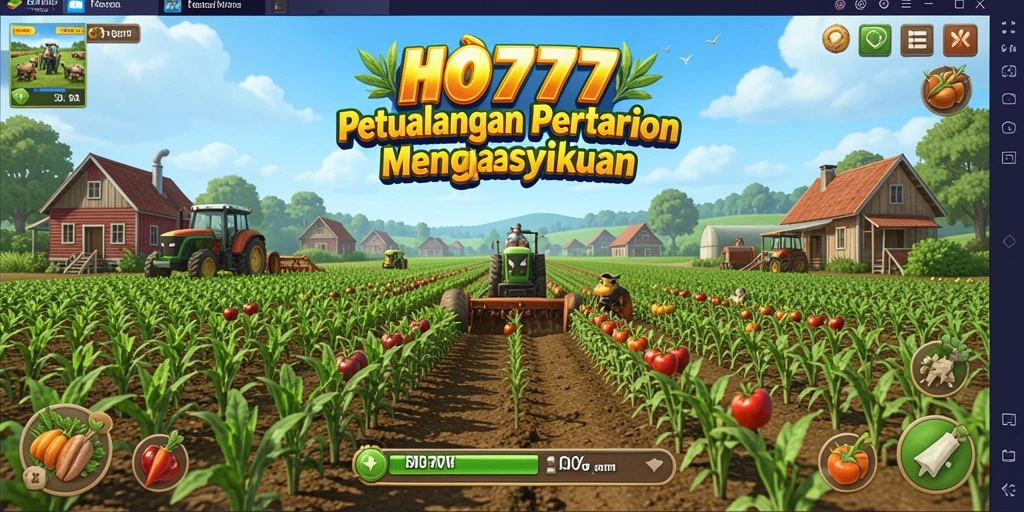 Tampilan gameplay di HO777 dengan petak sawah yang subur.