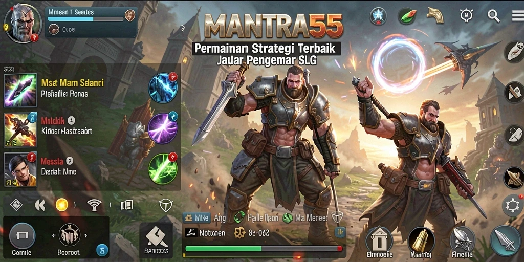 Tangkapan layar <strong>MANTRA55</strong> yang menunjukkan strategi pertempuran yang mendebarkan.