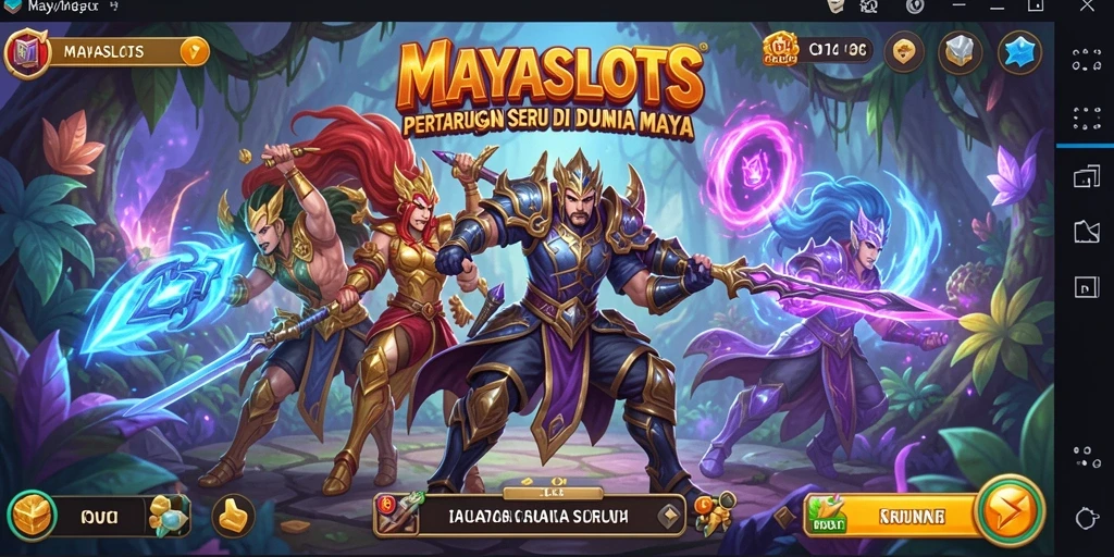 Tangkapan layar gameplay <strong>MAYASLOTS</strong> yang menunjukkan pertarungan seru dan karakter menarik.