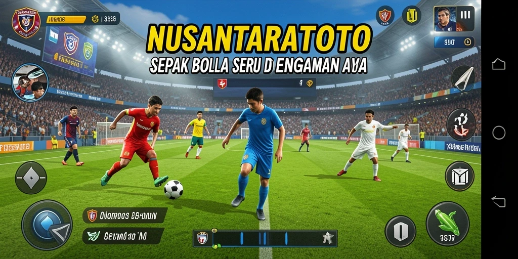 Tampilan gameplay NUSANTARATOTO dengan aksi sepak bola yang mendebarkan.