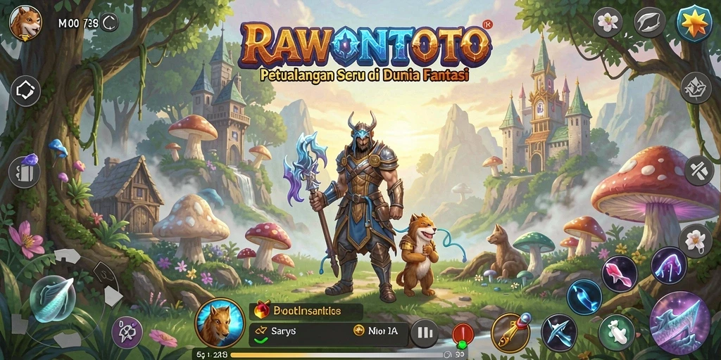 Screenshot utama gameplay <strong>RAWONTOTO</strong> memperlihatkan aksi petualangan yang mendebarkan.