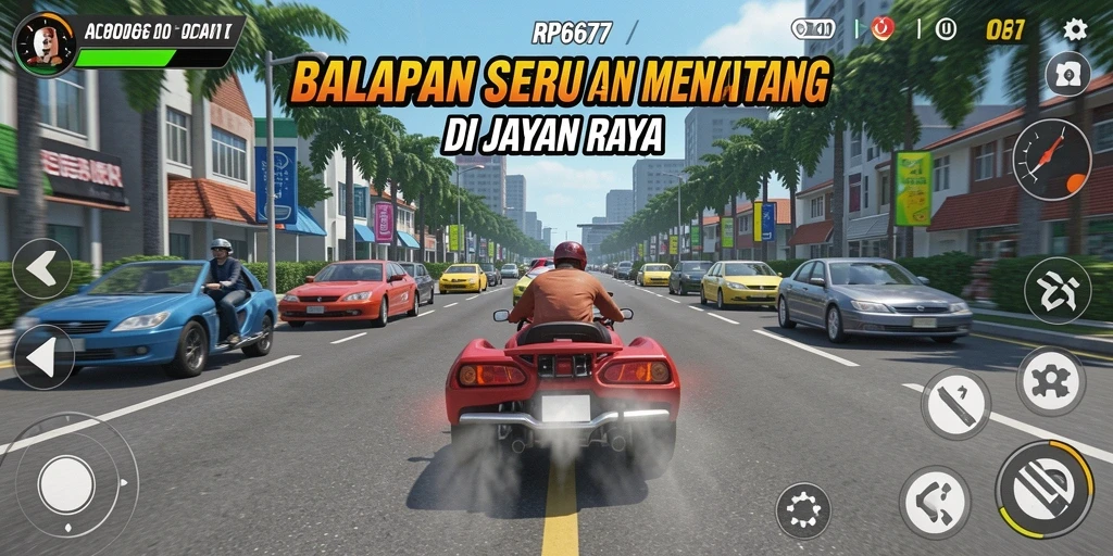 Tangkapan layar dari gameplay balapan seru di RP6677.