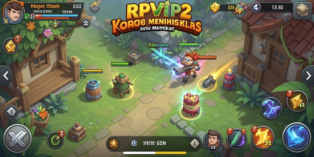 Screenshot RPVIP2 menampilkan gameplay gemerlap dari manajemen Idle.