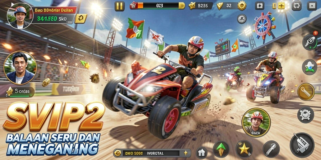 Tampilan gameplay balapan seru di SVIP2.