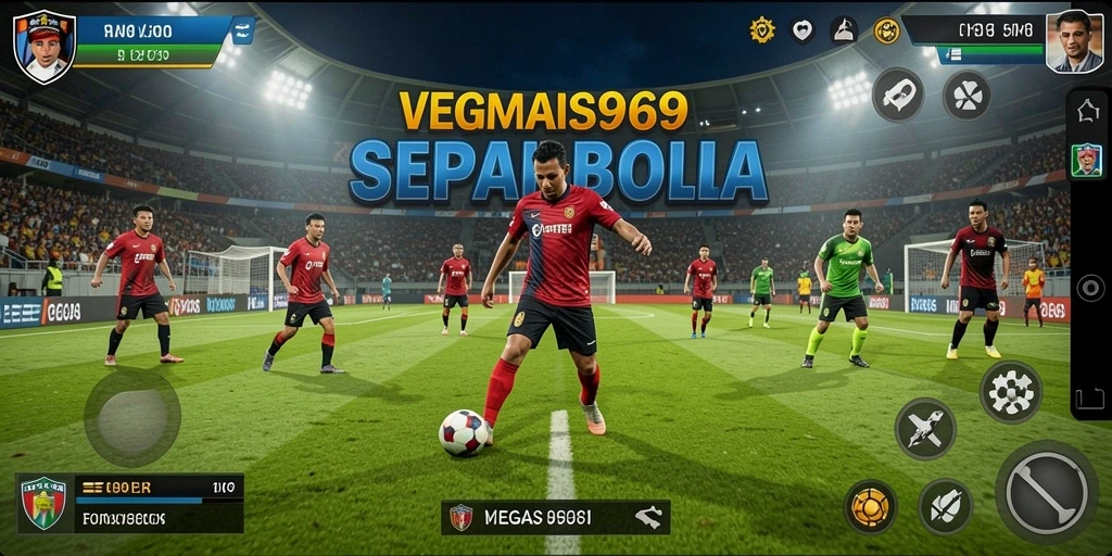 Screenshot gameplay mengambil aksi seru dalam pertandingan sepak bola.